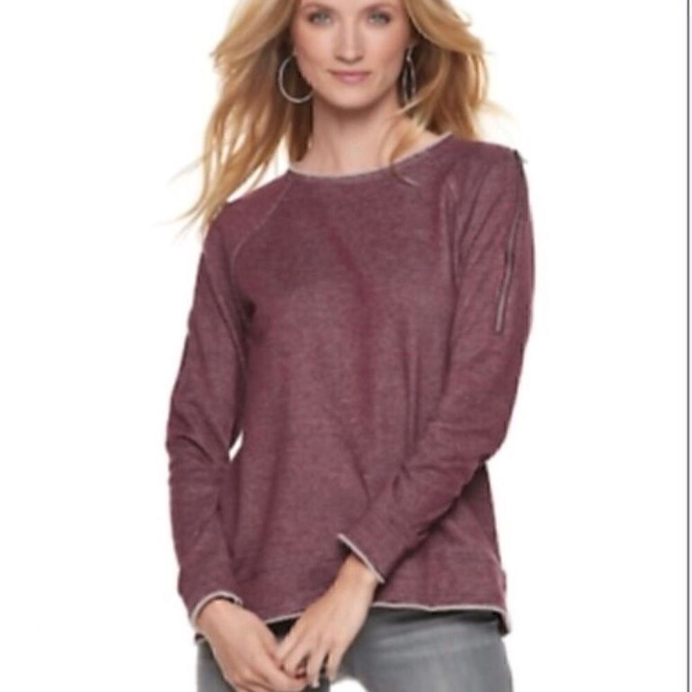 Rock and Republic Shoulder Zipper Sweater